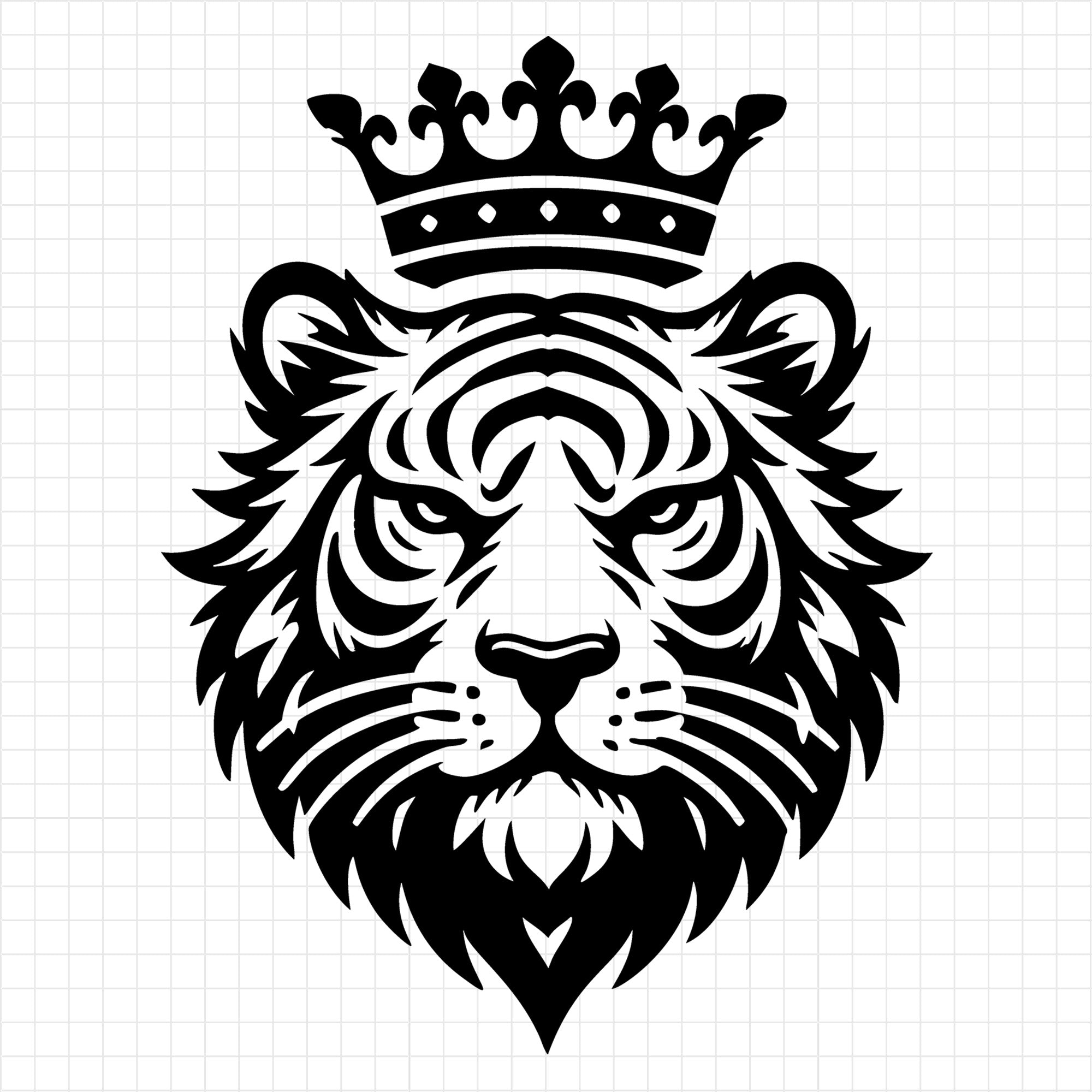 Tiger Face with Crown SVG