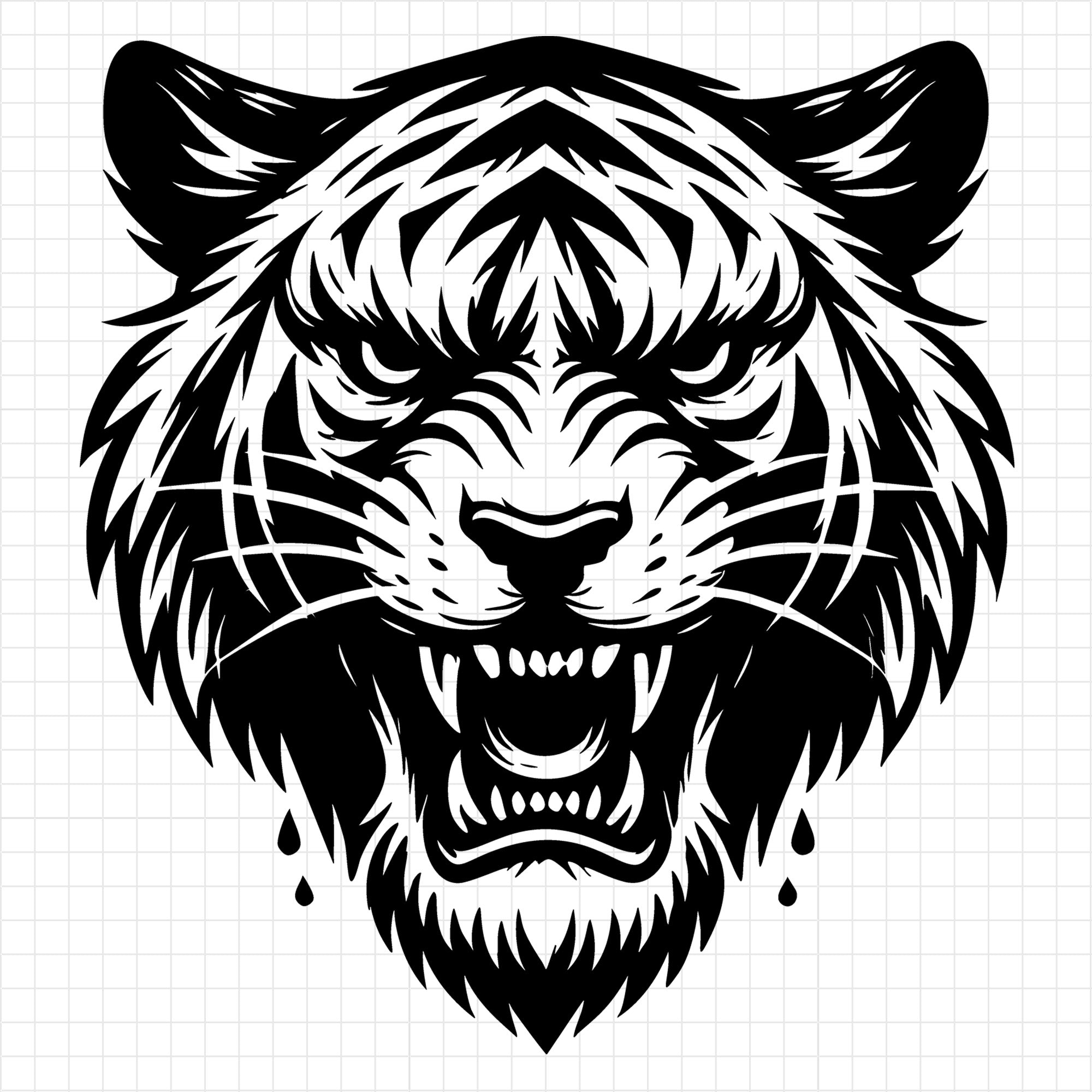 Tiger Growling Face Silhouette SVG