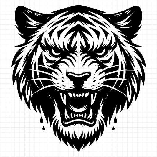 Tiger Growling Face Silhouette SVG - Craft House SVG