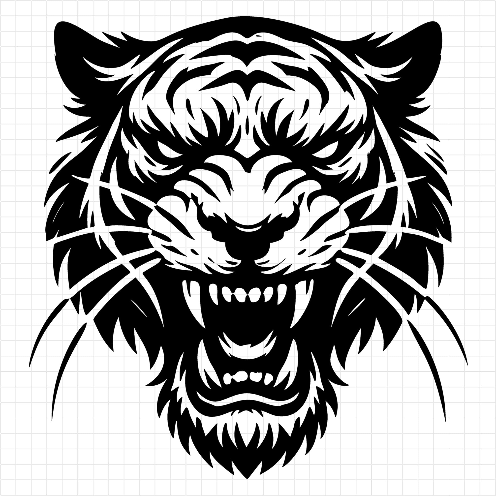 Tiger Head Illustration With Fierce Expression SVG