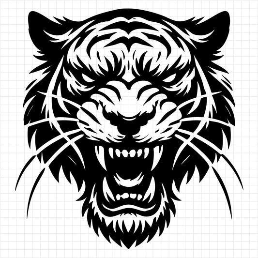 Tiger Head Illustration With Fierce Expression SVG