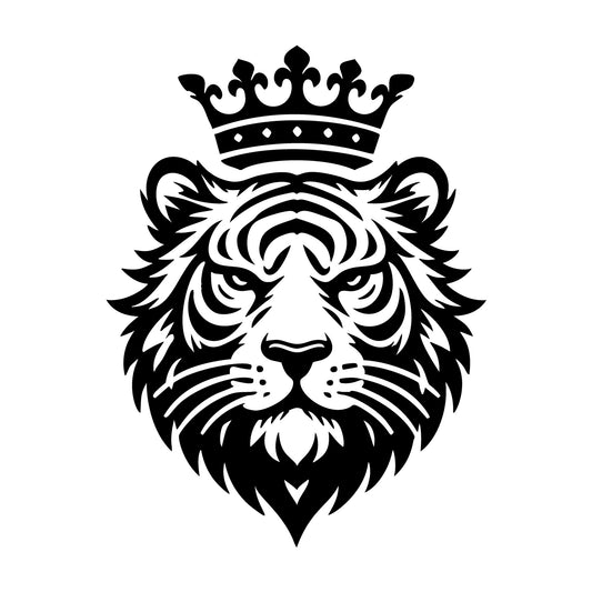 Tiger Face with Crown SVG design for Cricut, Silhouette, laser cutting, vinyl, sublimation, and craft projects.