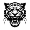 Tiger Head Illustration With Fierce Expression SVG design for Cricut, Silhouette, laser cutting, vinyl, sublimation, and craft projects.