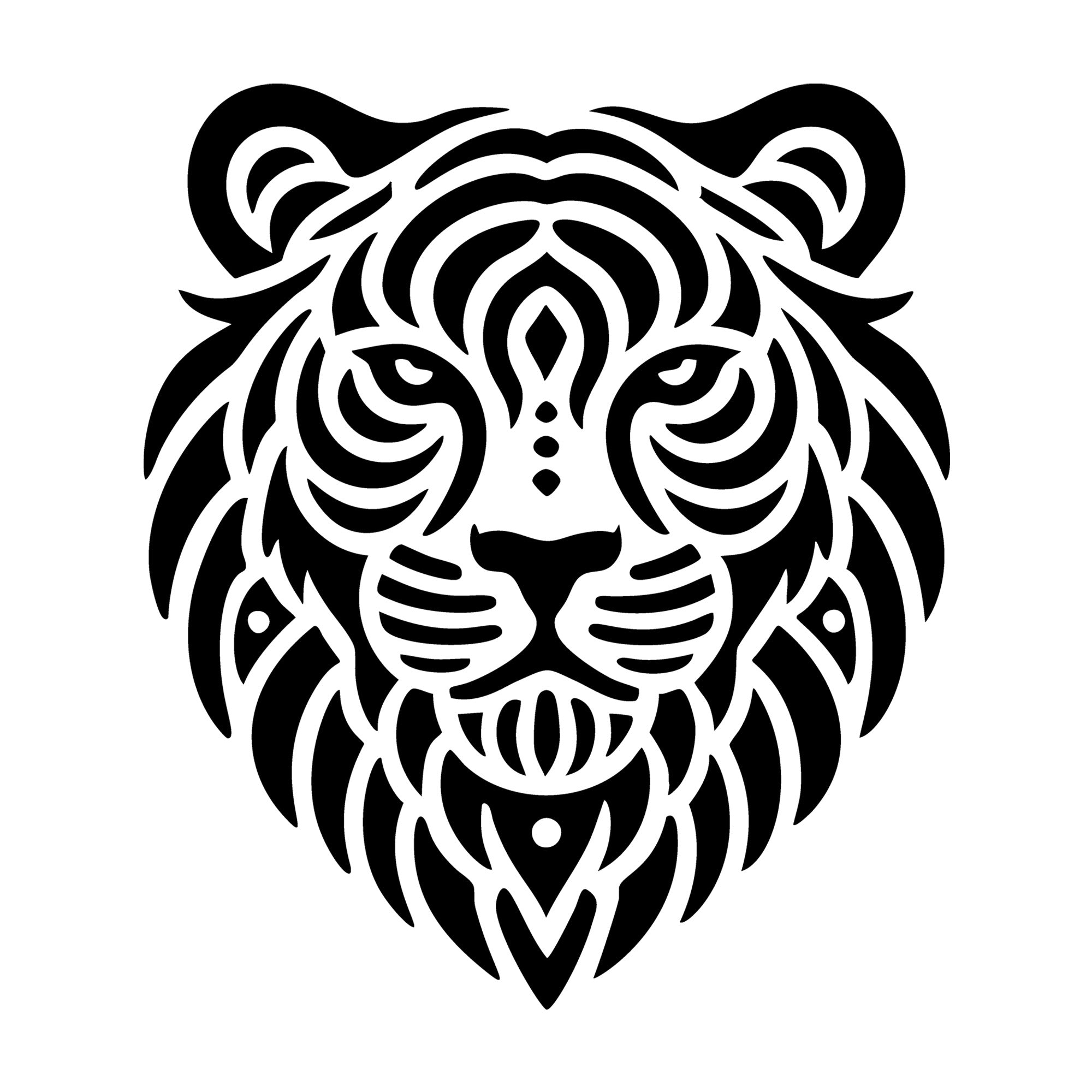 Tiger Head Silhouette SVG design for Cricut, Silhouette, laser cutting, vinyl, sublimation, and craft projects.