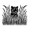 Tiger Hidden in Tall Grass Silhouette SVG design for Cricut, Silhouette, laser cutting, vinyl, sublimation, and craft projects.