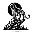 Tiger Overlooking Rock Silhouette SVG design for Cricut, Silhouette, laser cutting, vinyl, sublimation, and craft projects.
