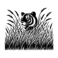 Tiger Peeking Through Grass Silhouette SVG design for Cricut, Silhouette, laser cutting, vinyl, sublimation, and craft projects.