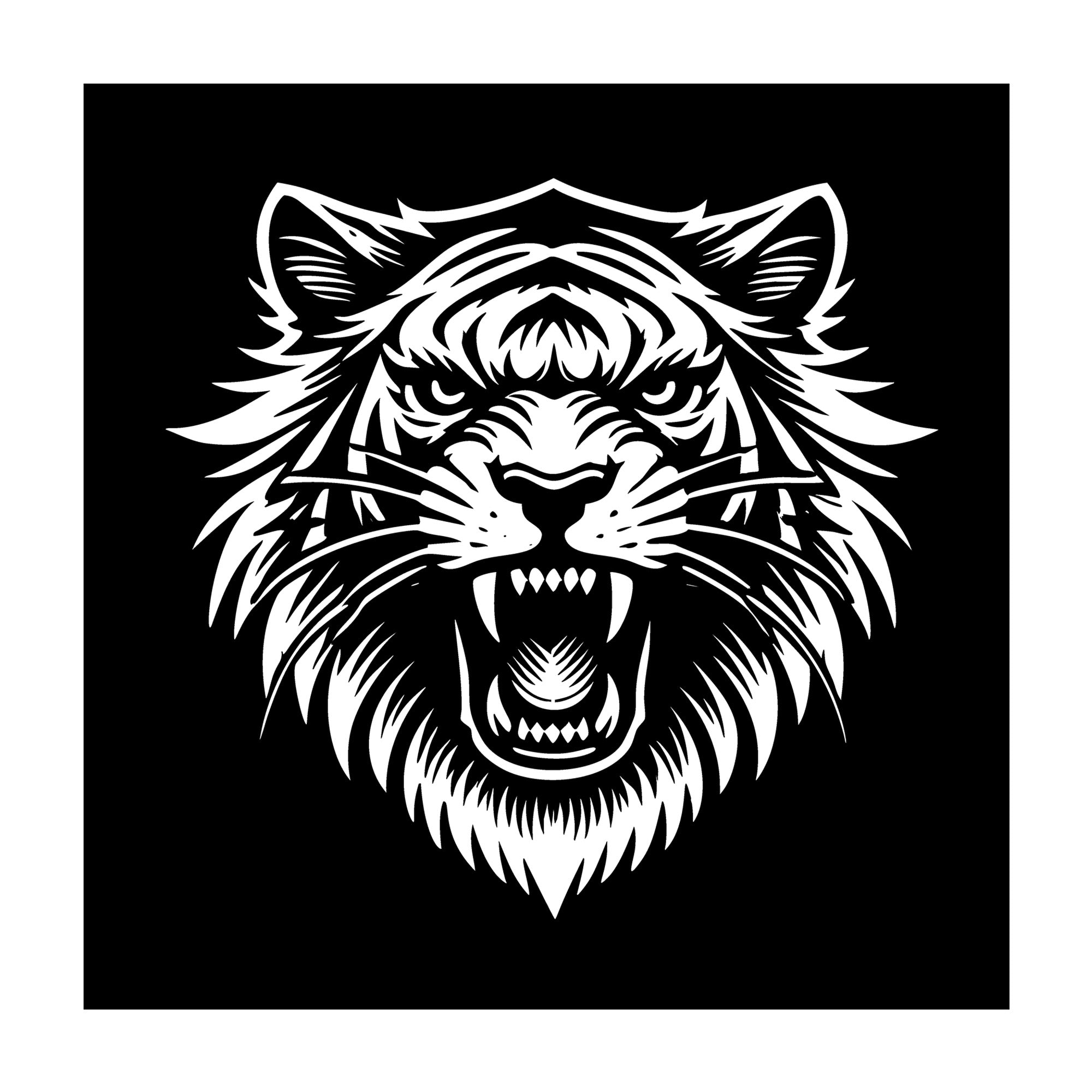 Tiger Silhouette Showcasing Strength SVG design for Cricut, Silhouette, laser cutting, vinyl, sublimation, and craft projects.