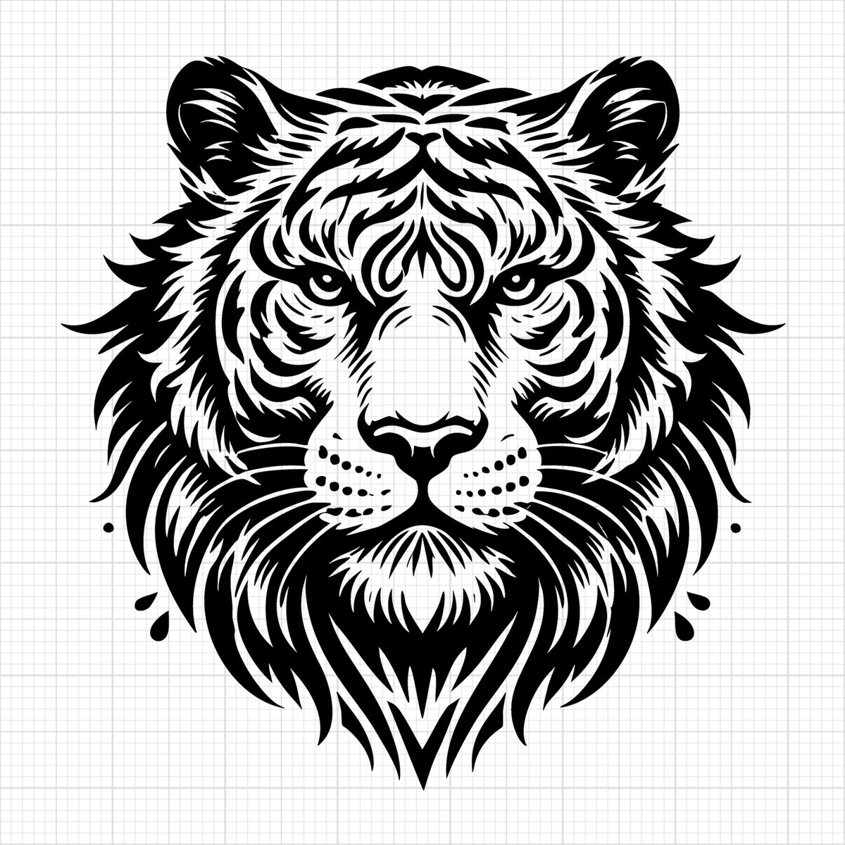 Tiger Face Silhouette With Strong Features