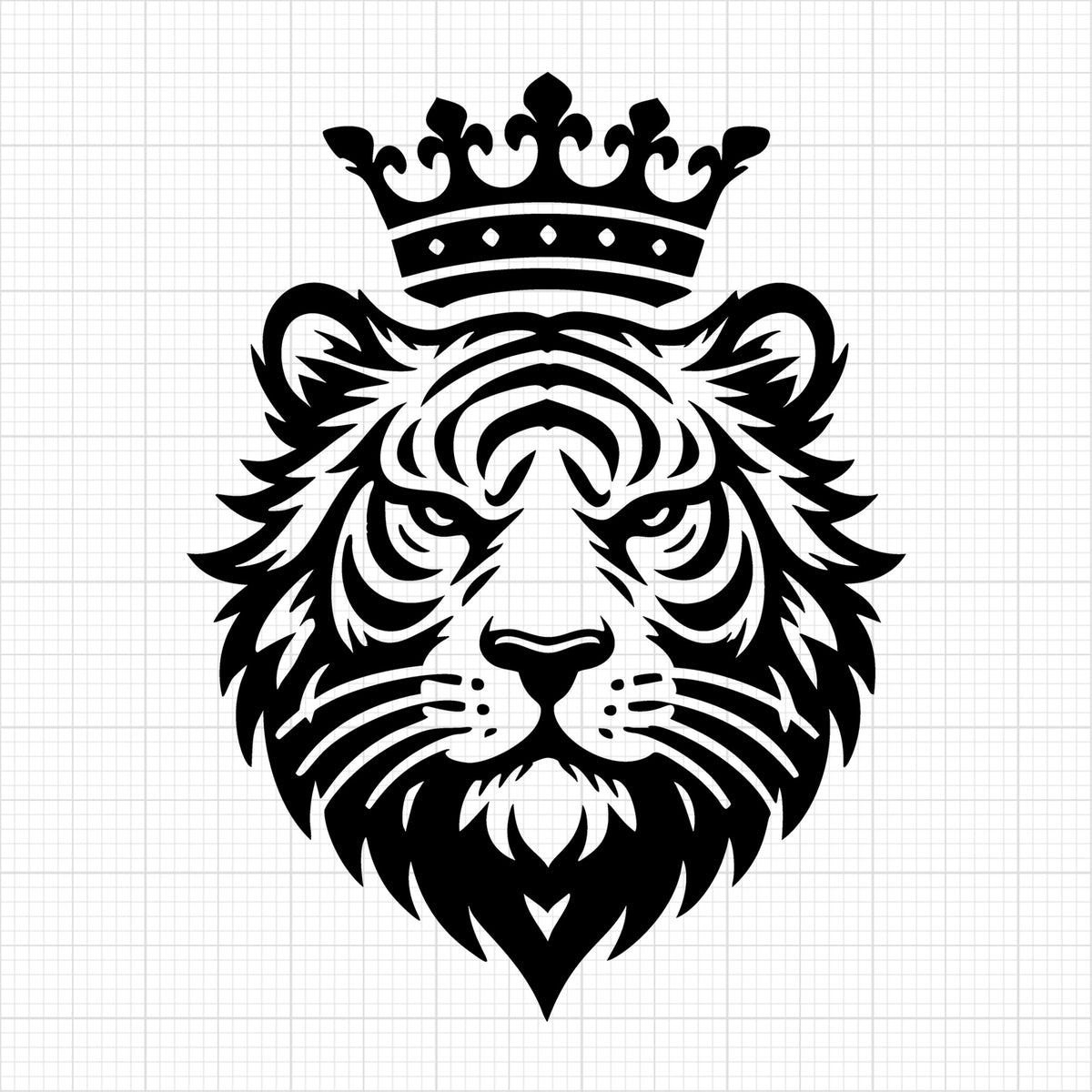 Tiger Face with Crown