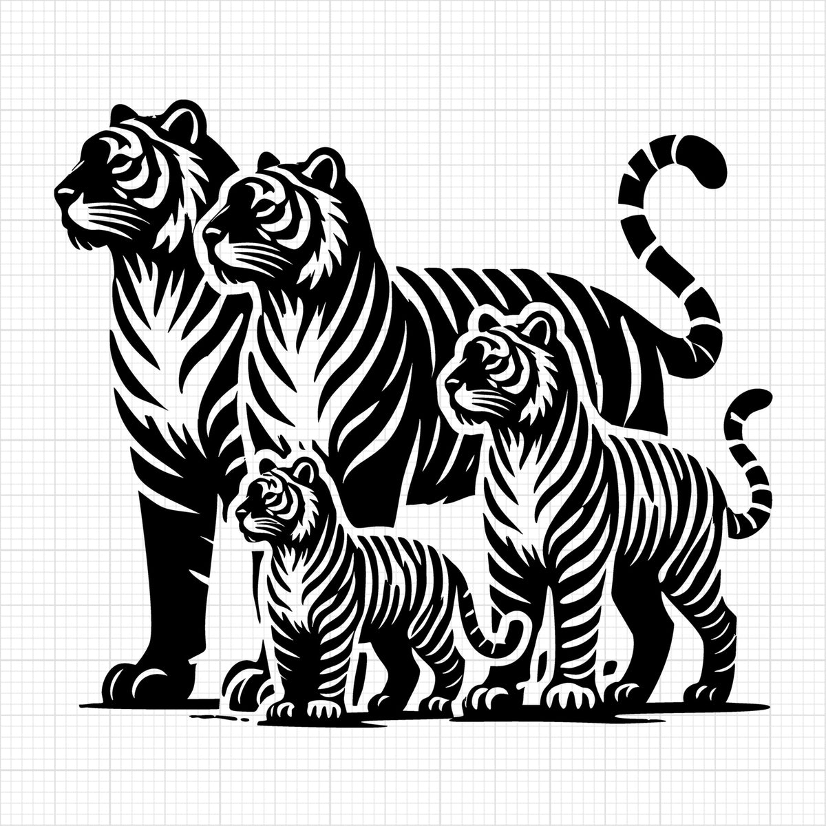 Tiger Family Silhouette Scene