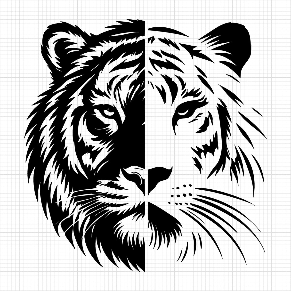 Tiger Silhouette With Bold Features