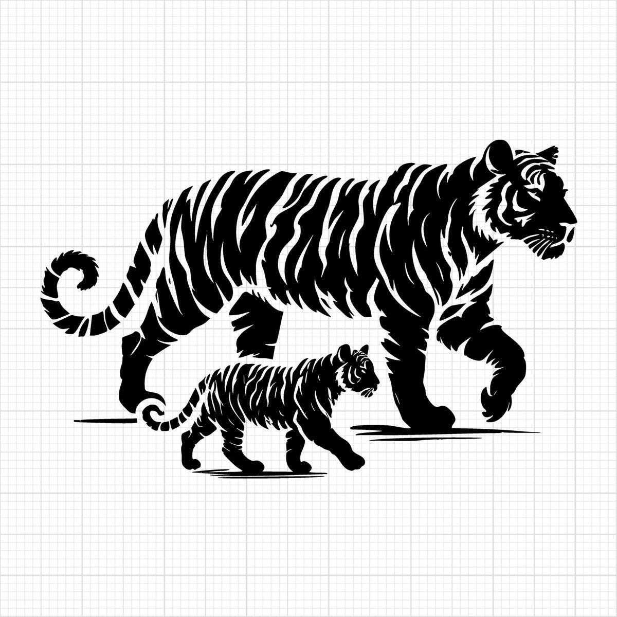 Tiger and Cubs Walking