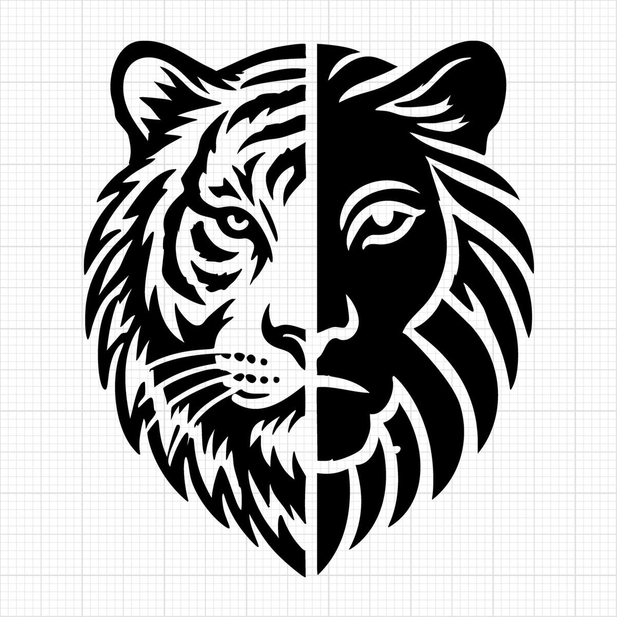 Tiger and Lion Silhouette in Contrasting Design