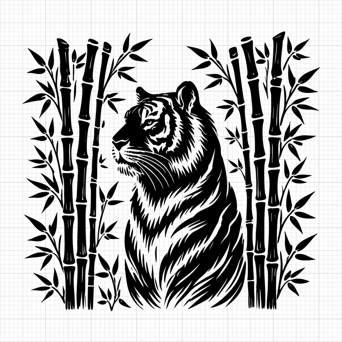Tiger in Bamboo Silhouette