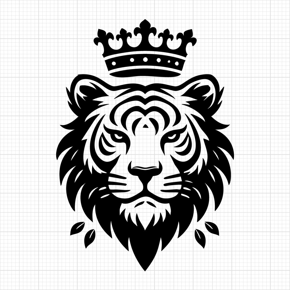Tiger with Crown and Ornamental Frame Silhouette