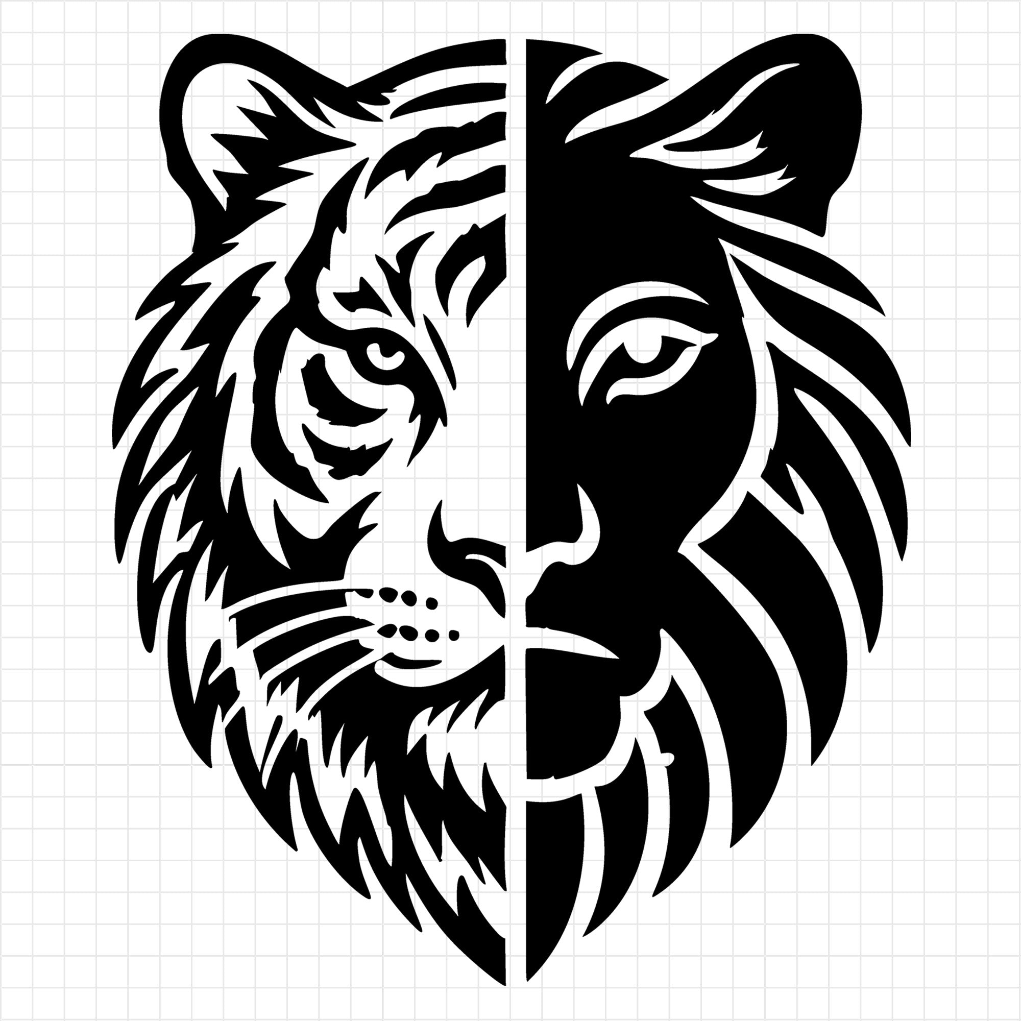 Tiger and Lion Silhouette in Contrasting Design SVG