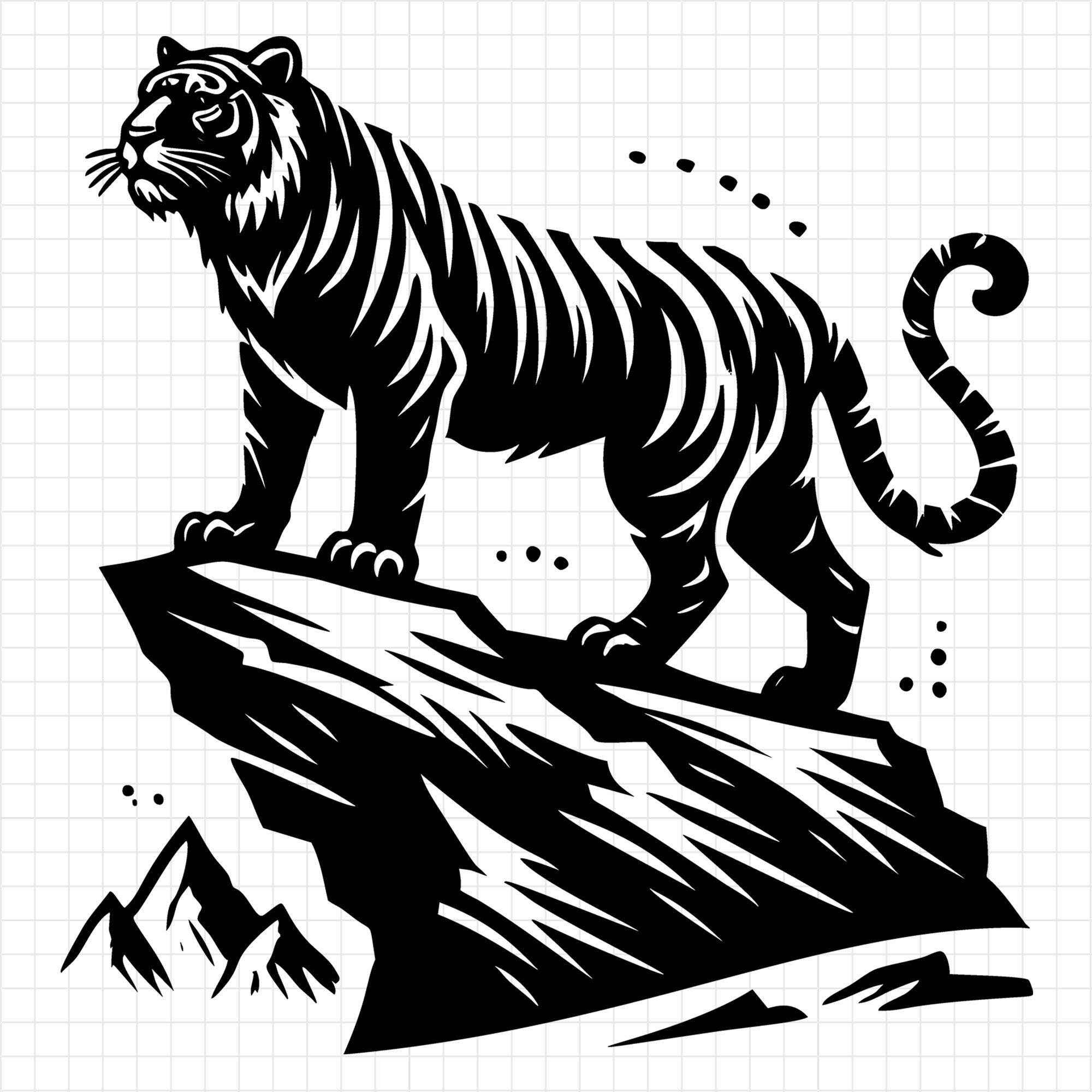 Tiger on Mountain Edge Silhouette SVG