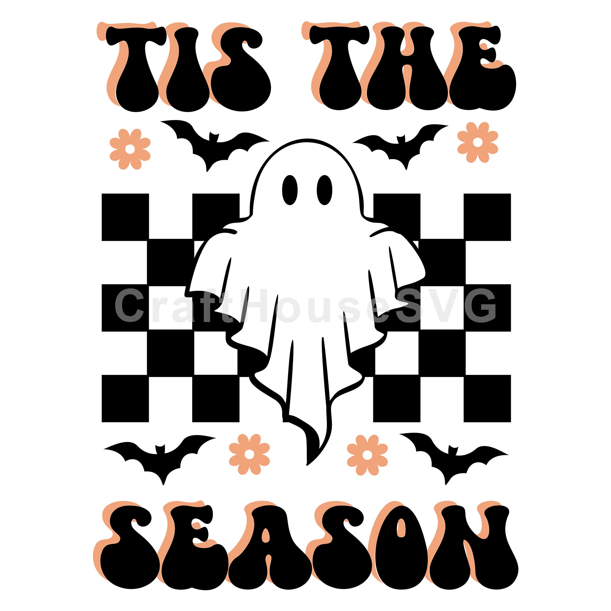 Tis The Season SVG Cute Ghost Retro Halloween