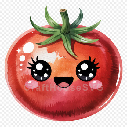 Kawaii Fruit Clipart Sublimation PNG Bundle