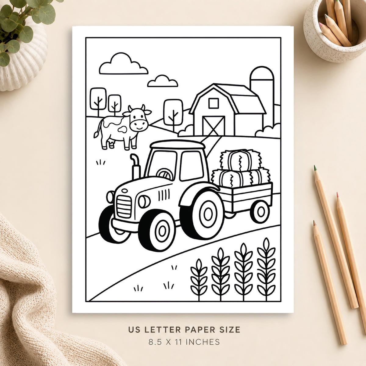 Tractor and Farm Vehicle Coloring Page