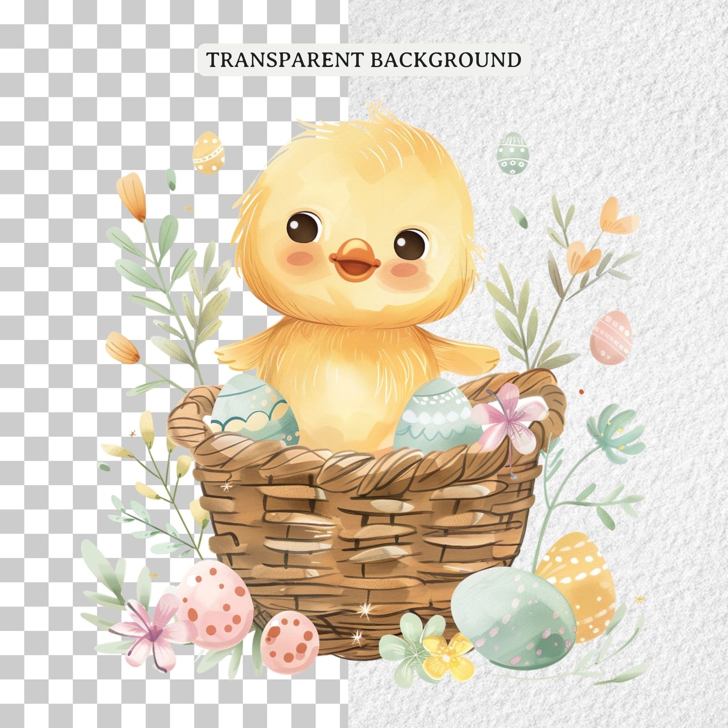 Watercolor Easter Basket Sublimation Bundle Clip Art PNG