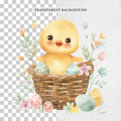 Watercolor Easter Basket Sublimation Bundle Clip Art PNG