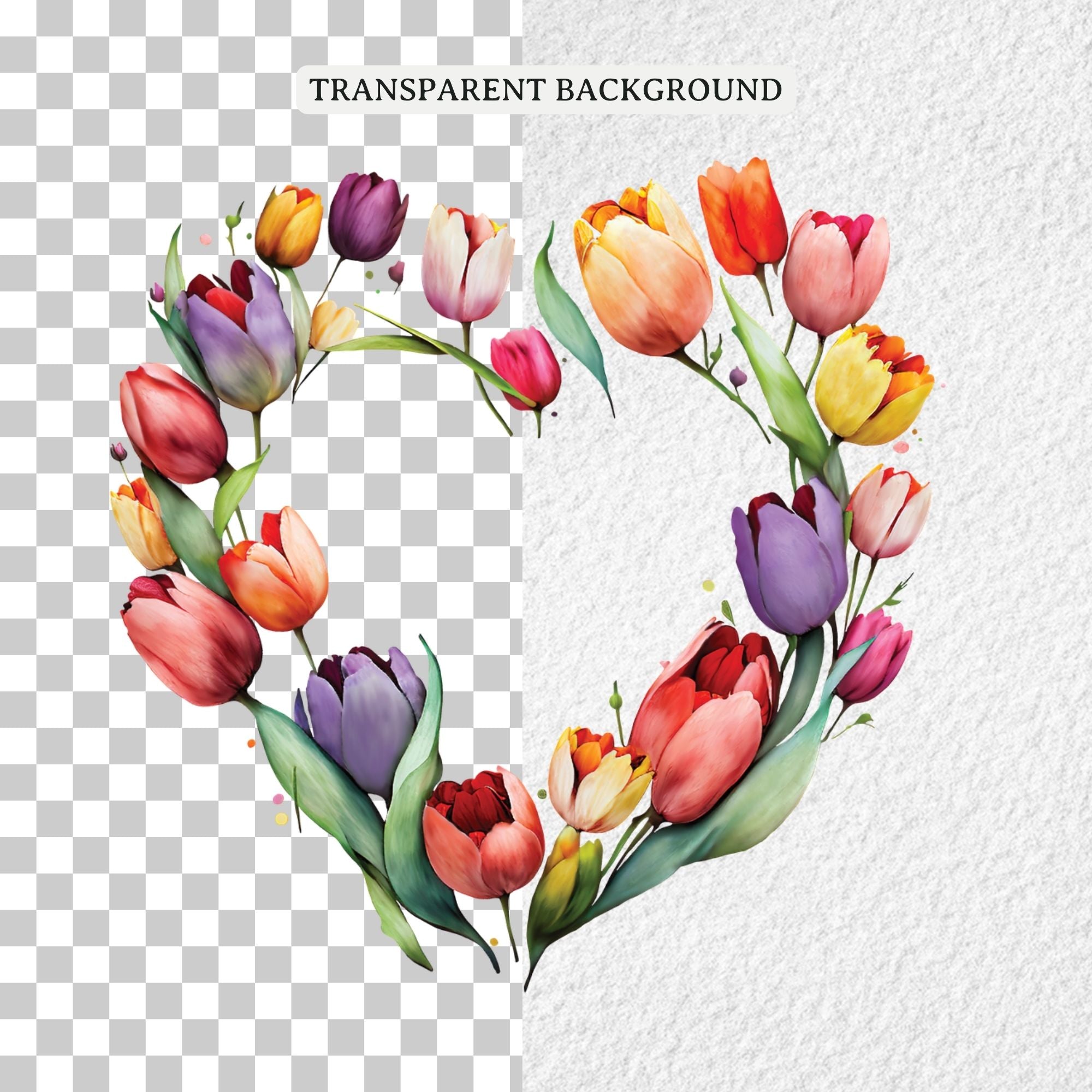 Watercolor Tulip Wreaths Spring Sublimation Designs PNG