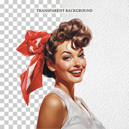 Vintage Pin Up Girl Sublimation Bundle Illustration Clipart Designs PNG