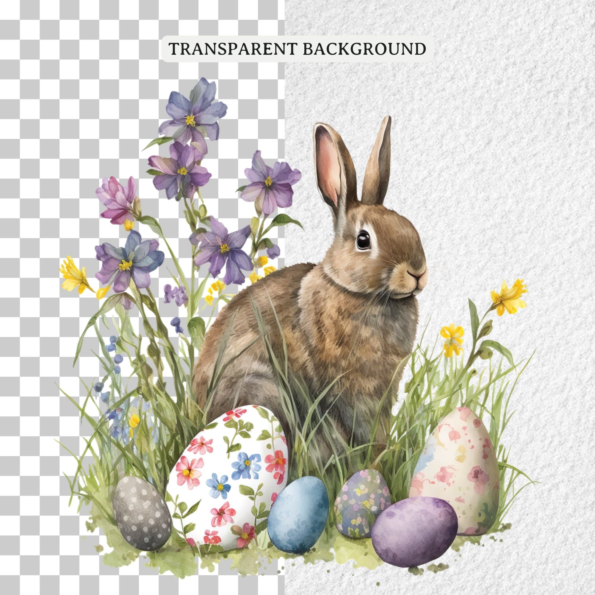 Watercolor Easter Sublimation Bundle Bunny Rabbit Designs PNG