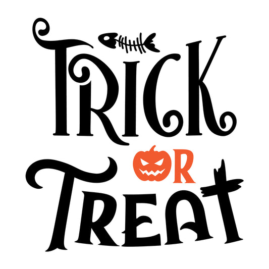 Trick Or Treat SVG design for Cricut, Silhouette, laser cutting, vinyl, sublimation, and Halloween craft projects.