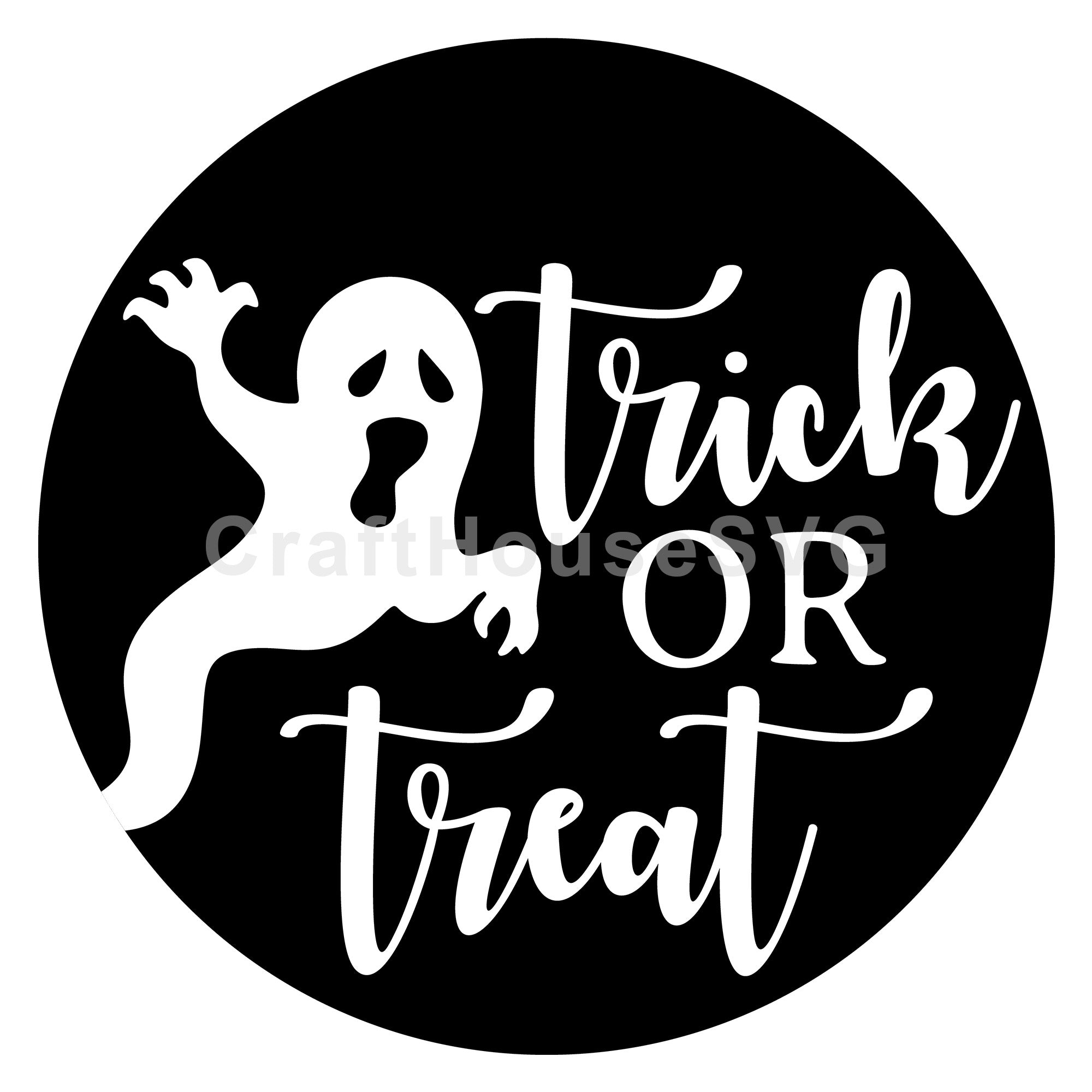 Trick Or Treat Halloween Round Sign SVG