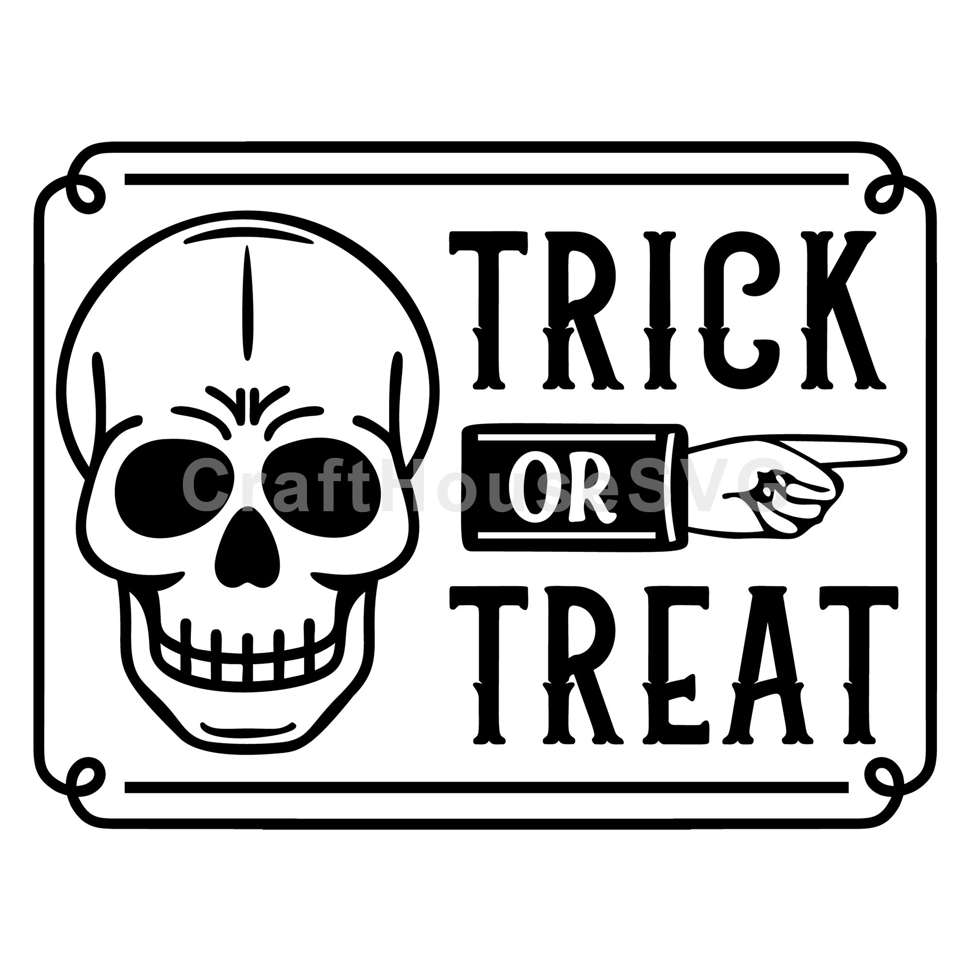 Trick Or Treat Skull Vintage Sign SVG