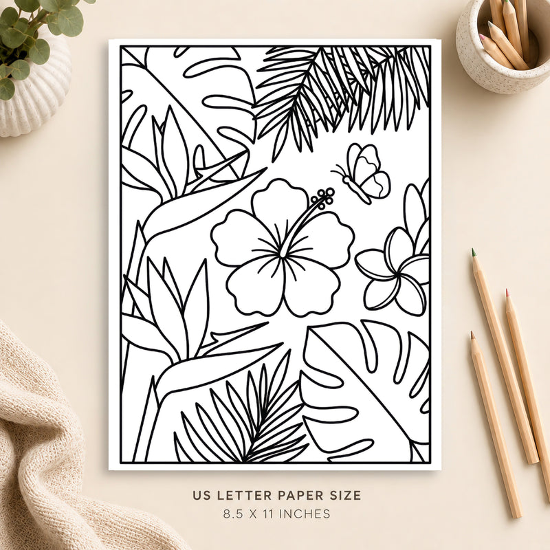 Tropical Flowers Coloring Page 3