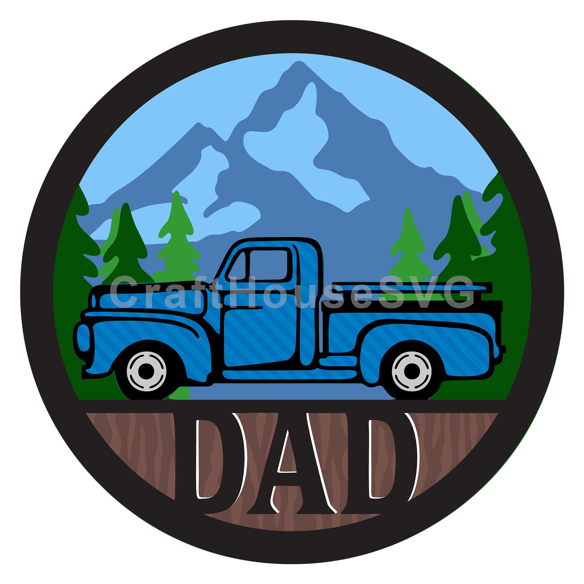 3D Dad Truck Layered SVG