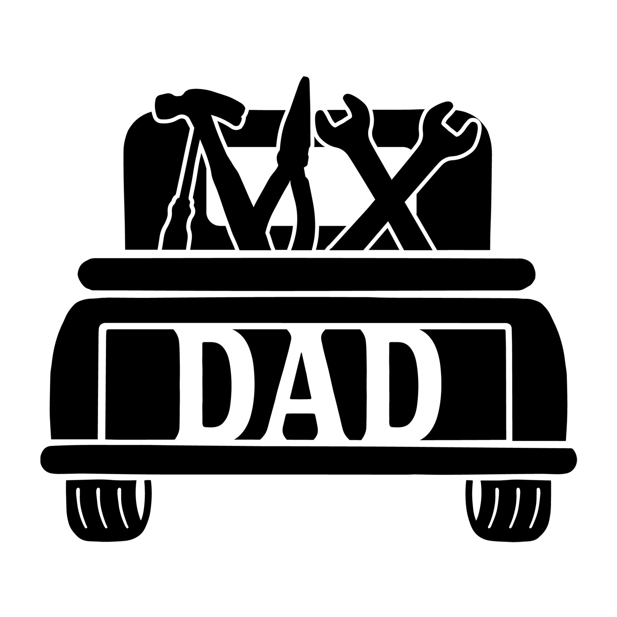 Truck And Tools Dad SVG design for Cricut, Silhouette, laser cutting, vinyl, sublimation, dad gifts, and Father's Day craft projects.