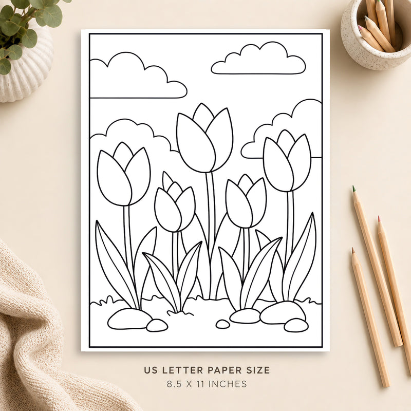 Tulips Coloring Page 2