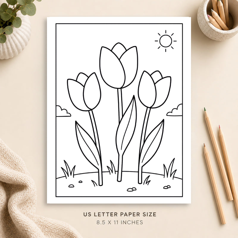 Tulips Coloring Page 3
