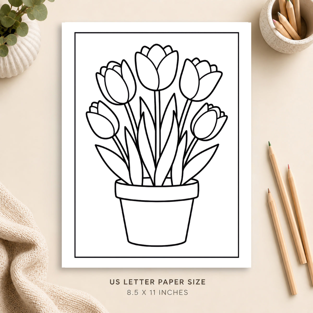 Tulips Coloring Page 4