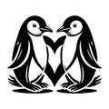 Two Penguins Forming Heart Shape SVG design for Cricut, Silhouette, laser cutting, vinyl, sublimation, and craft projects.