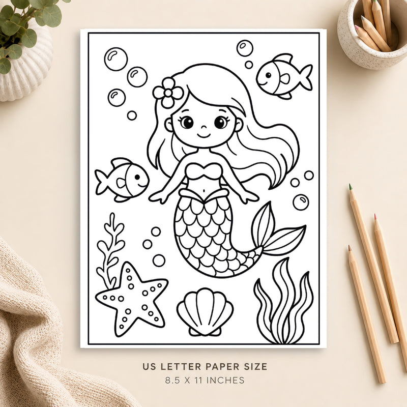 Underwater Mermaid Coloring Page 7