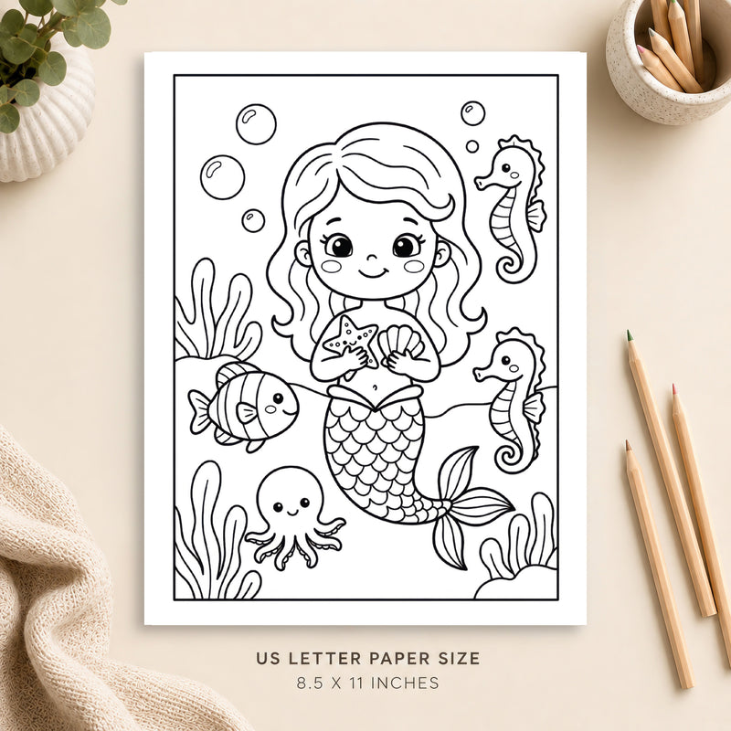 Underwater Mermaid Coloring Page 8