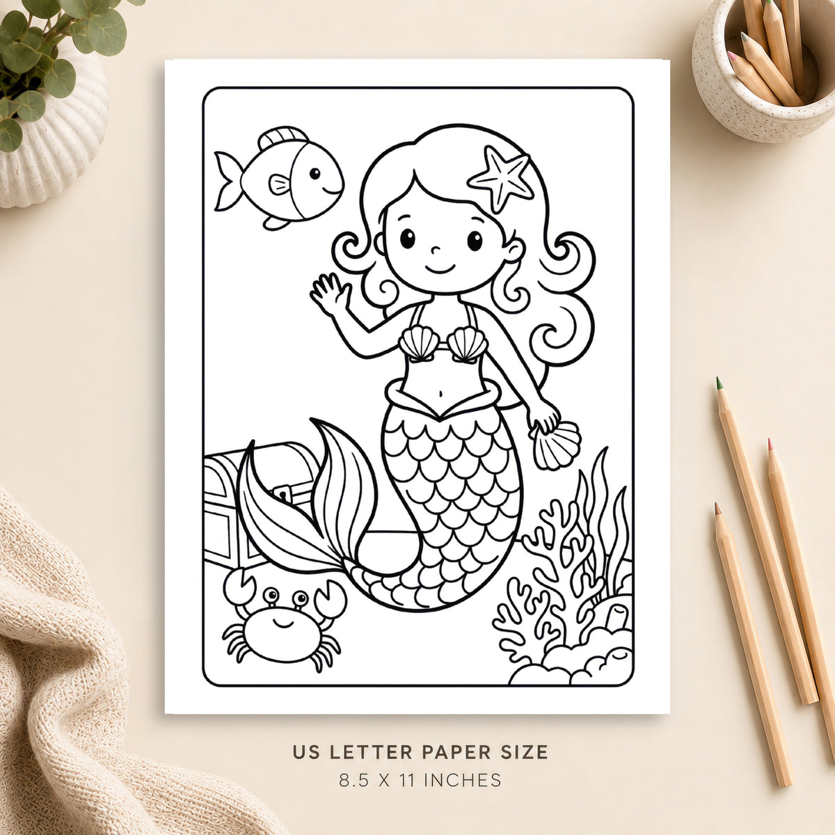 Underwater Mermaid Coloring Page 9