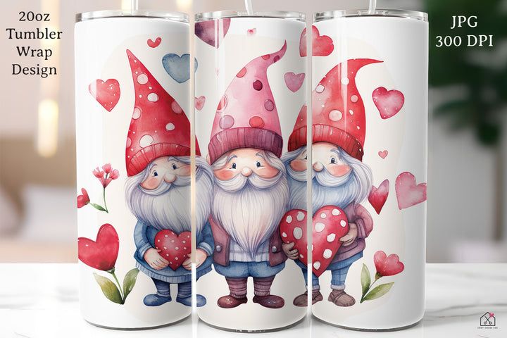 FREE Gnomes 20oz Tumbler Wrap Sublimation Design Valentine's Day PNG