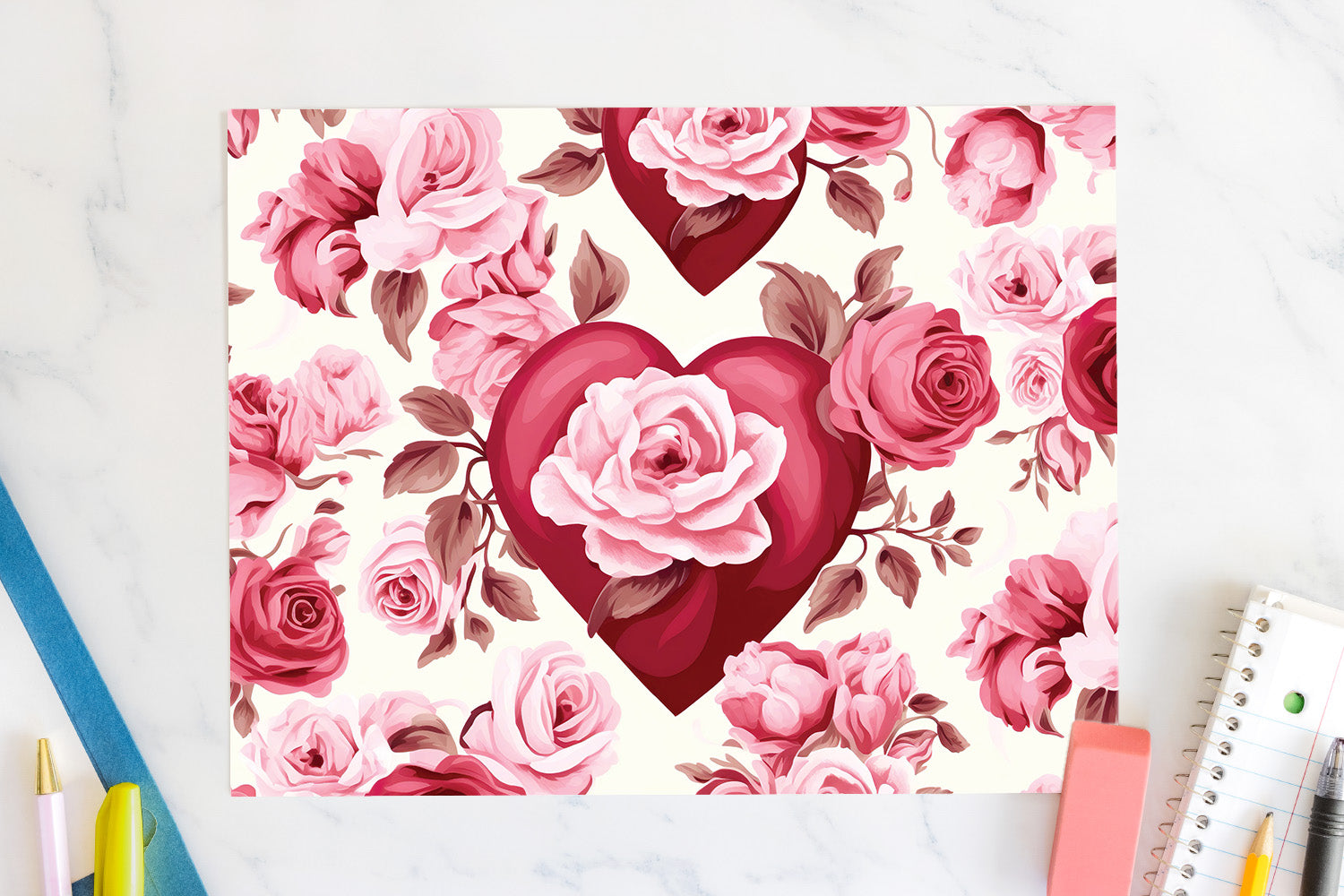 FREE Valentine's Day 20oz Tumbler Wrap Sublimation Design Rose Pattern PNG - Craft House SVG