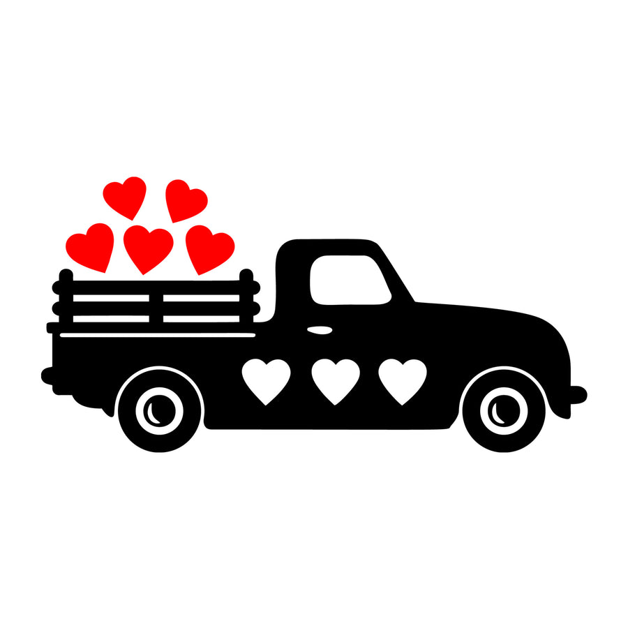 Valentines Day Truck SVG design for Cricut, Silhouette, laser cutting, vinyl, sublimation, Valentine crafts, and DIY projects.