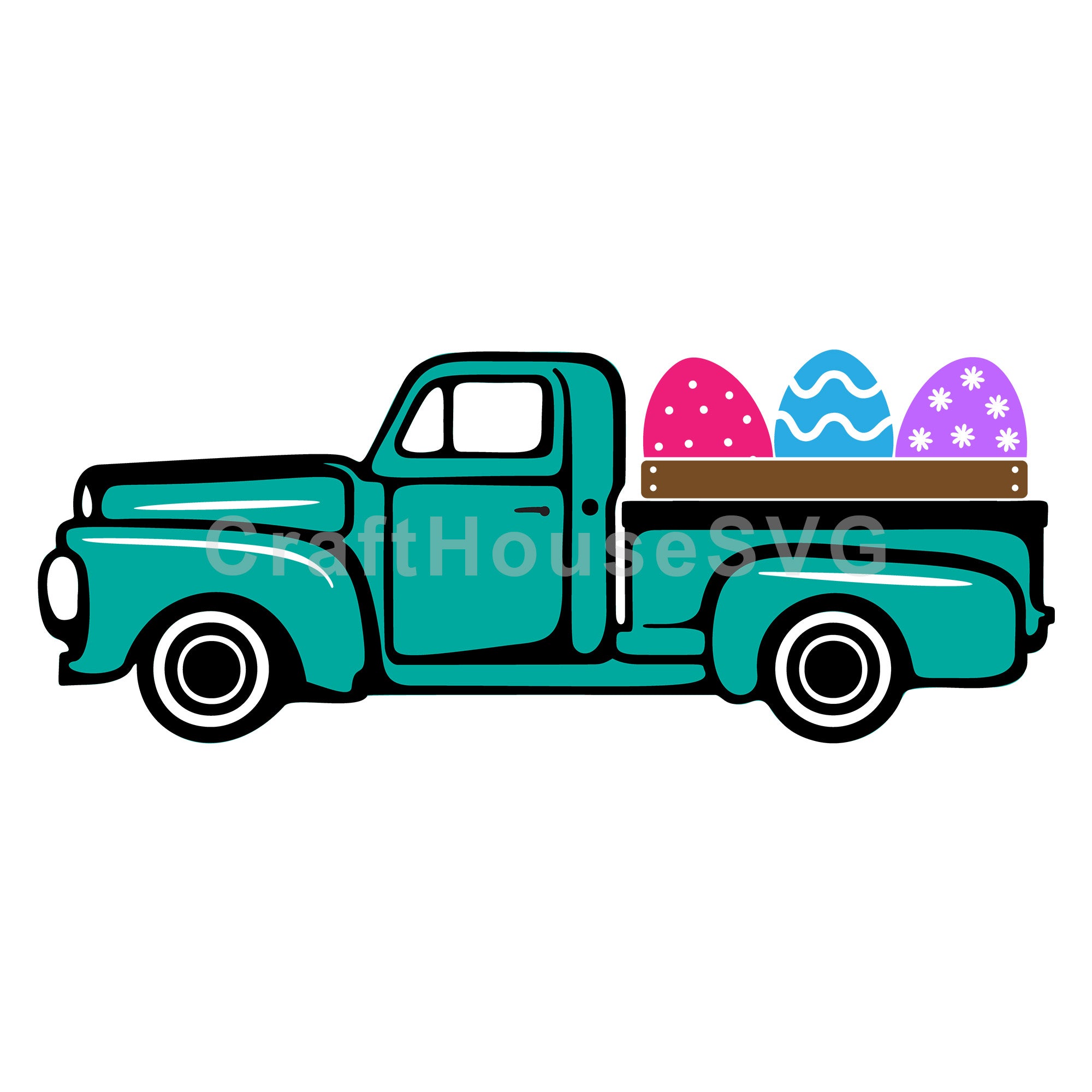 Vintage Easter egg truck SVG