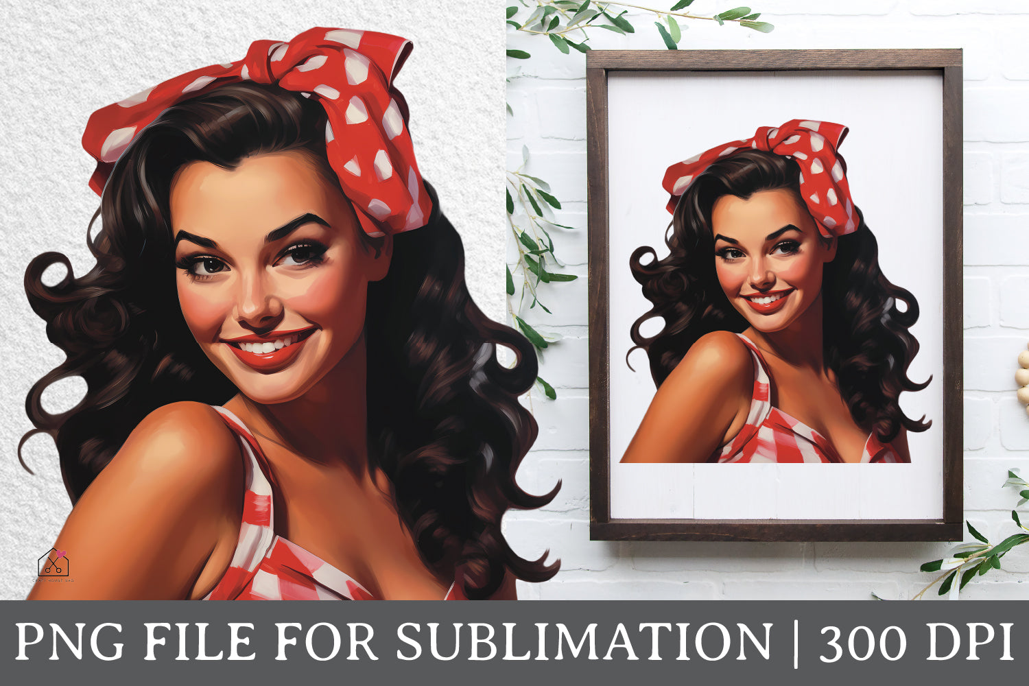 Vintage Pin Up Girl Sublimation Retro Shirt Design PNG