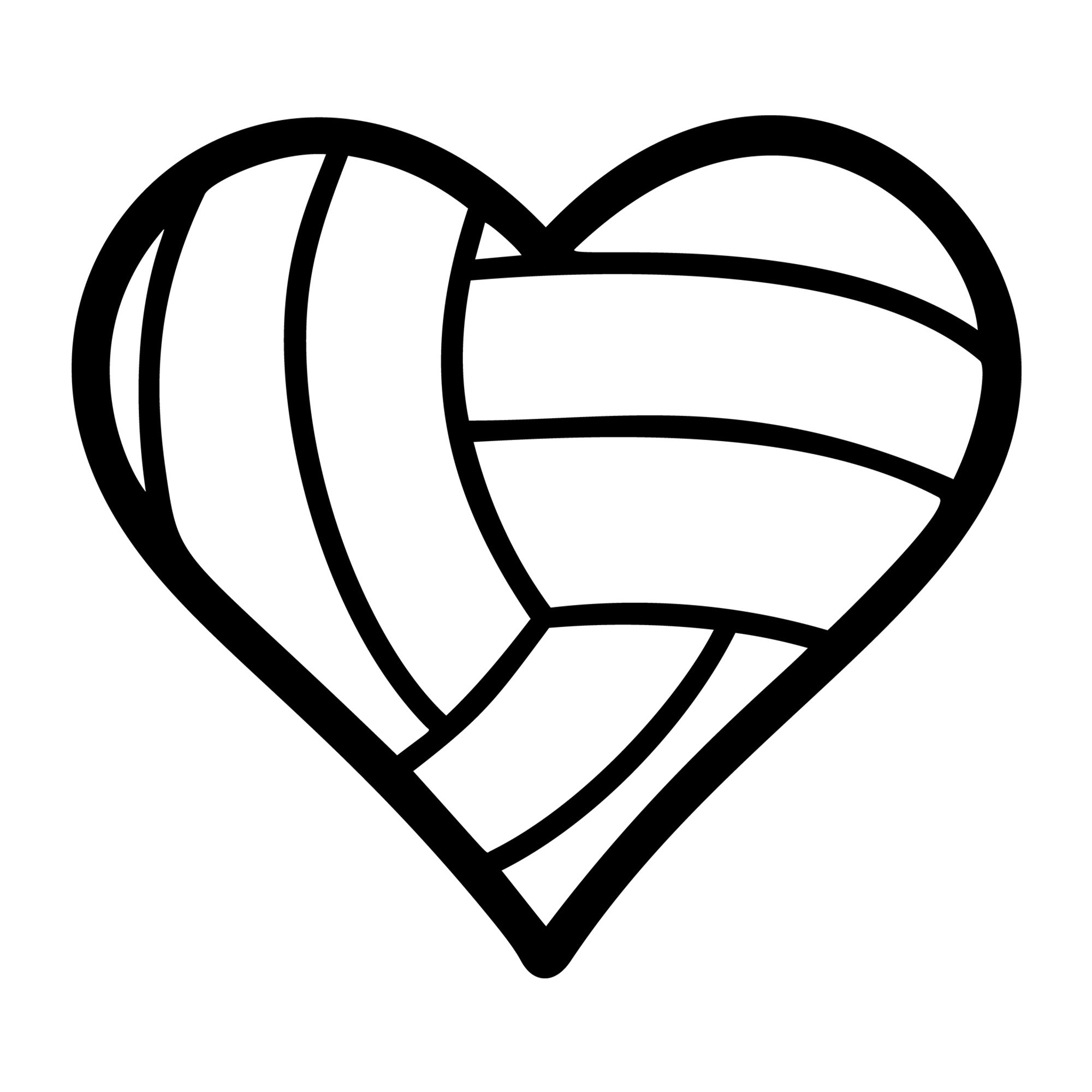 Volleyball Heart SVG design for Cricut, Silhouette, laser cutting, vinyl, sublimation, and sports craft projects.