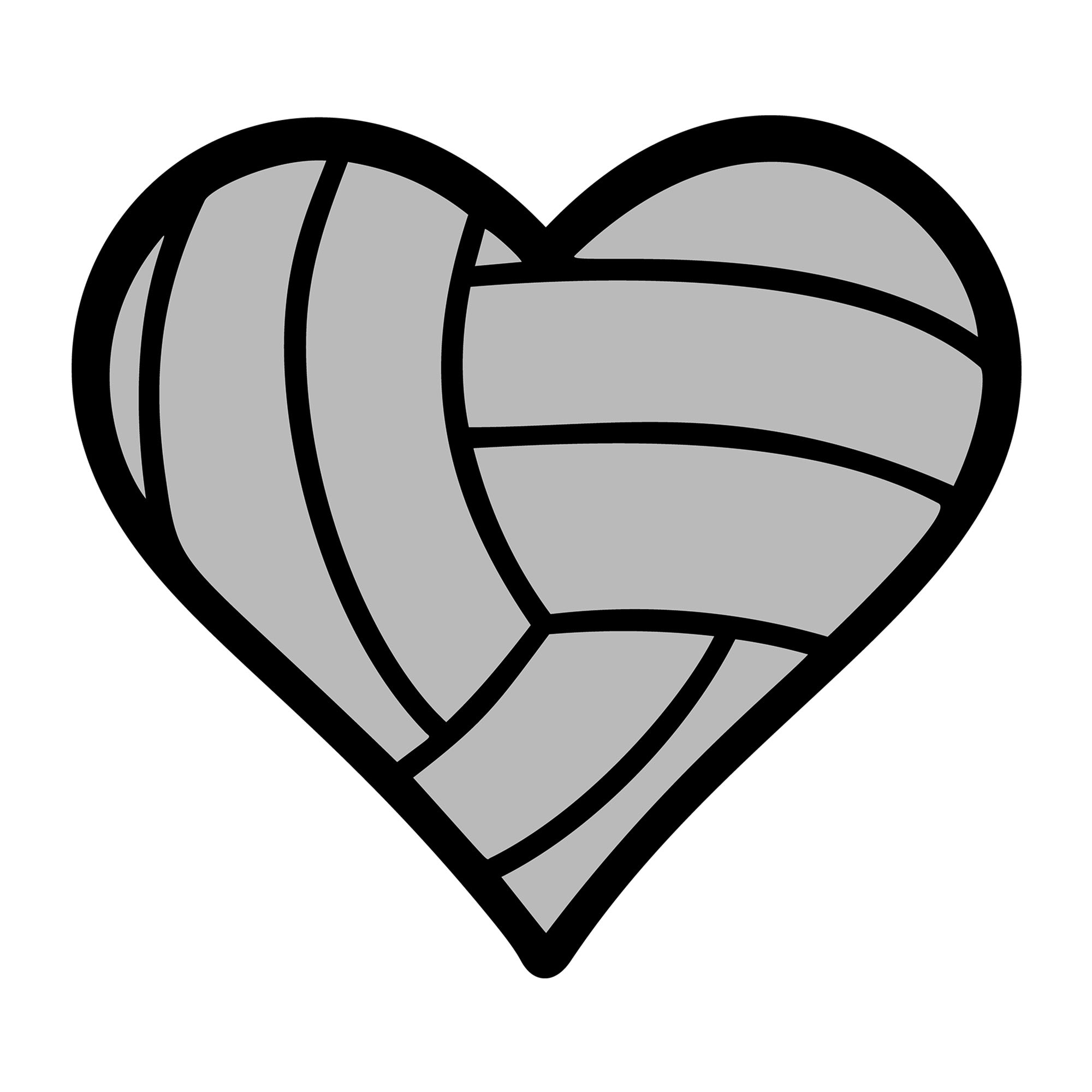 Volleyball Heart SVG design for Cricut, Silhouette, laser cutting, vinyl, sublimation, and sports craft projects.